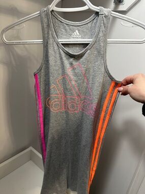 adidas Gray Racerback Tank Dress with Neon Pink & Neon Orange Accents